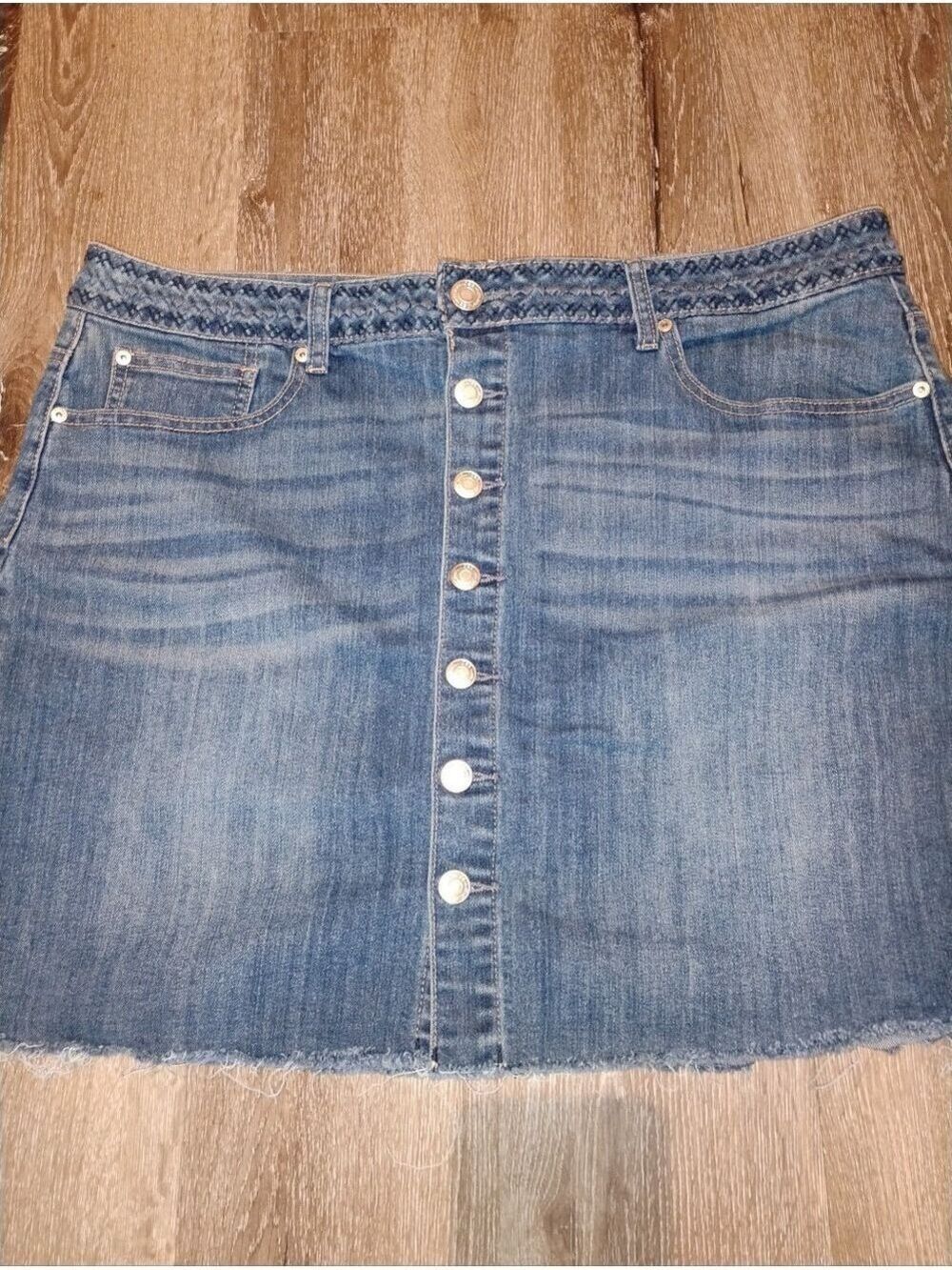 Maurices Super Cute Button-Front Blue Denim Mini Skirt